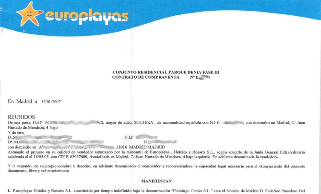 Parque Denia 2 Demanda por nulidad de contrato Complejo RCI Alicante Perjudicados Multipropiedad Pagos en contratos multipropiedad Blog Multipropiedad Tiempo Compartido Alicante parque Denia